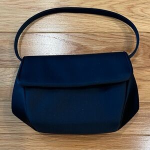 Vintage Talbots Y2K Satin Mini Bag Formal Purse Navy Blue